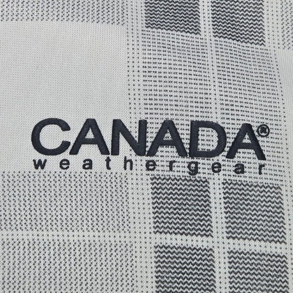 Canada Weathergear Sweatshirt Mens Plaid Heritage Logo White Black XL - Picture 3 of 7
